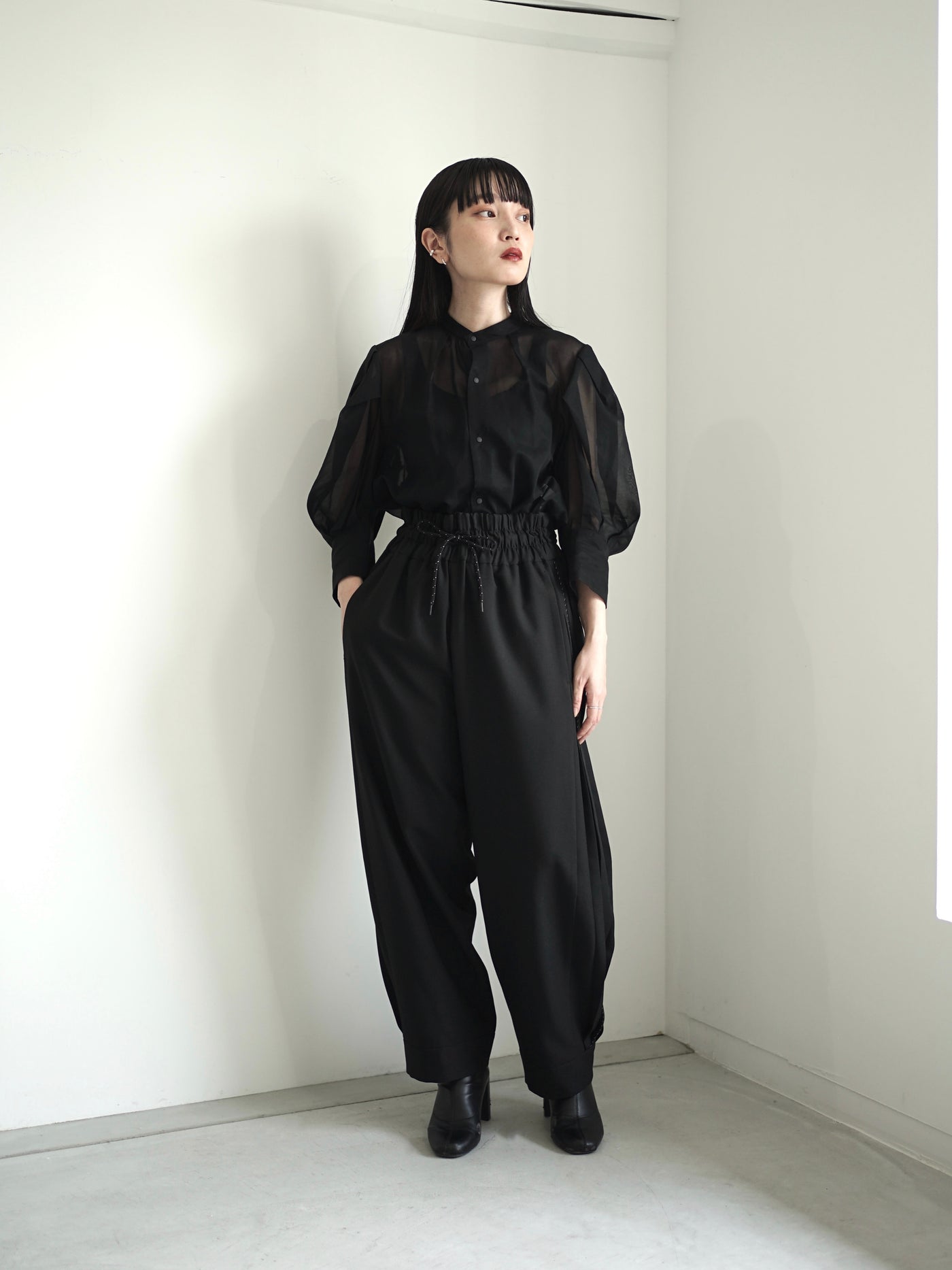 Polyester Linon pleated track pants