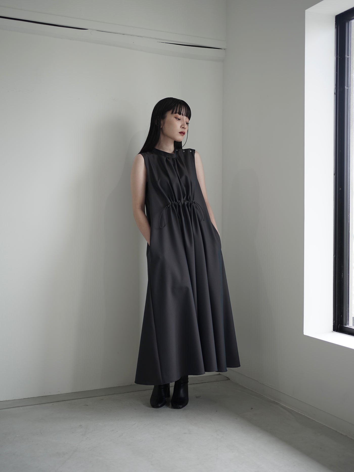 Wool & Kid mohair Tropical gathered sleeveless dress