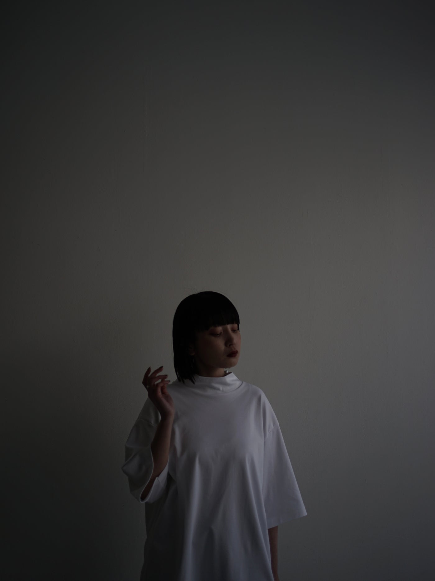 Suvin cotton smooth mock neck half sleeves pullover shirt