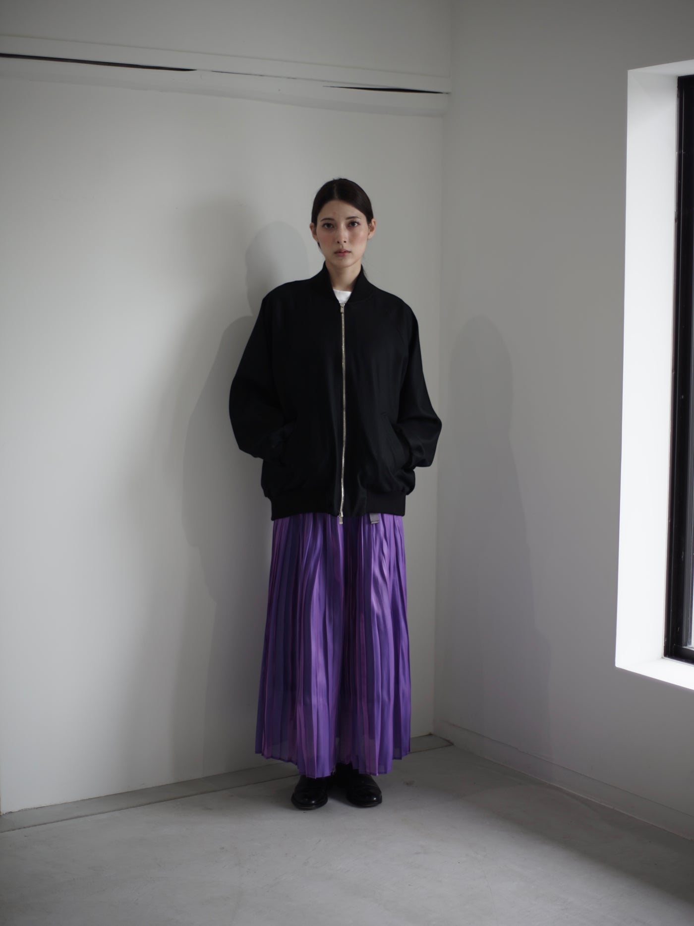 [Pre-order] Aurora cloth double side pleated skirt / space purple