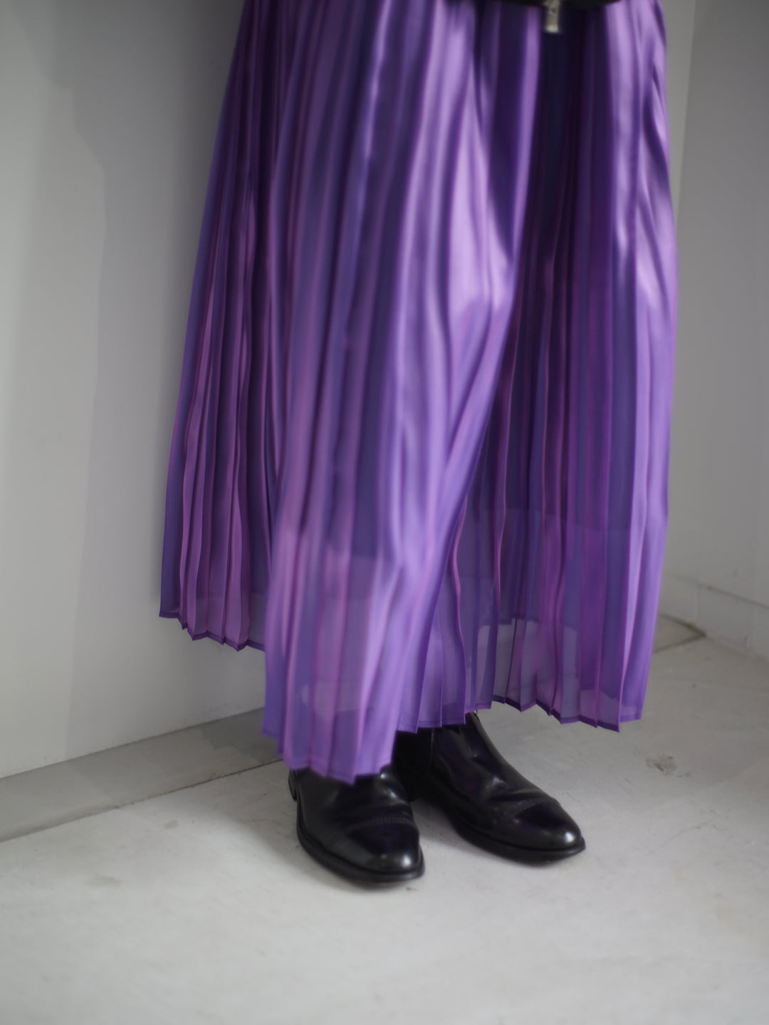 Pre-order] Aurora cloth double side pleated skirt / space purple