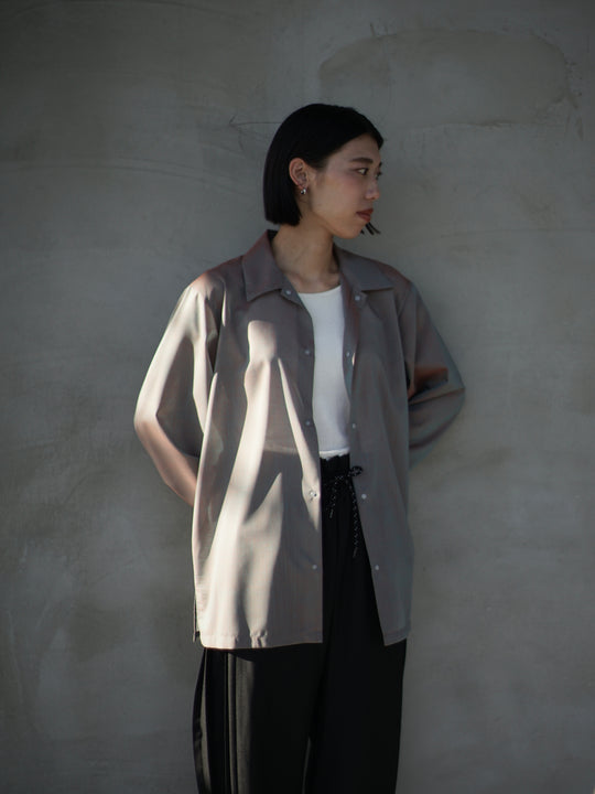 Sheer wool voile simple shirt / sax × orange – itochi 公式
