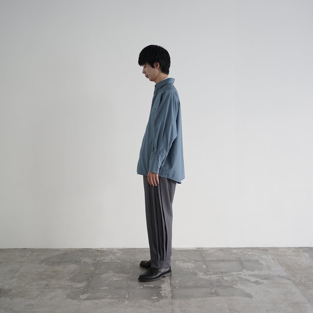 itochi プリーツトラックパンツ 別注色パウダーブルー Polyester Linon pleated track pants – itochi Online store