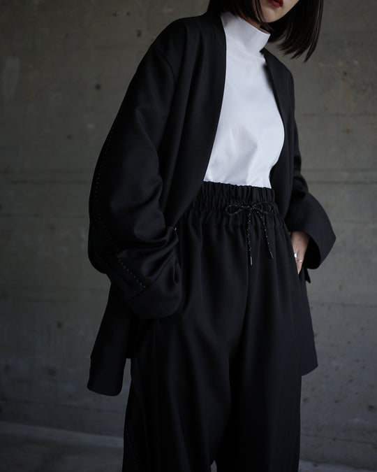 美品　itochi イトチ　プリーツトラックパンツ　レディース　ブラック　黒 Polyester Linon pleated track pants – itochi Online store