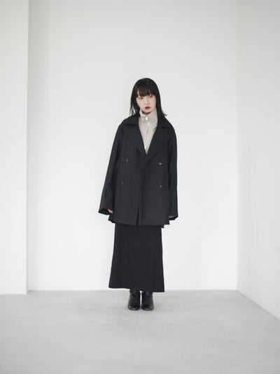 4ply wool twill double breasted half coat