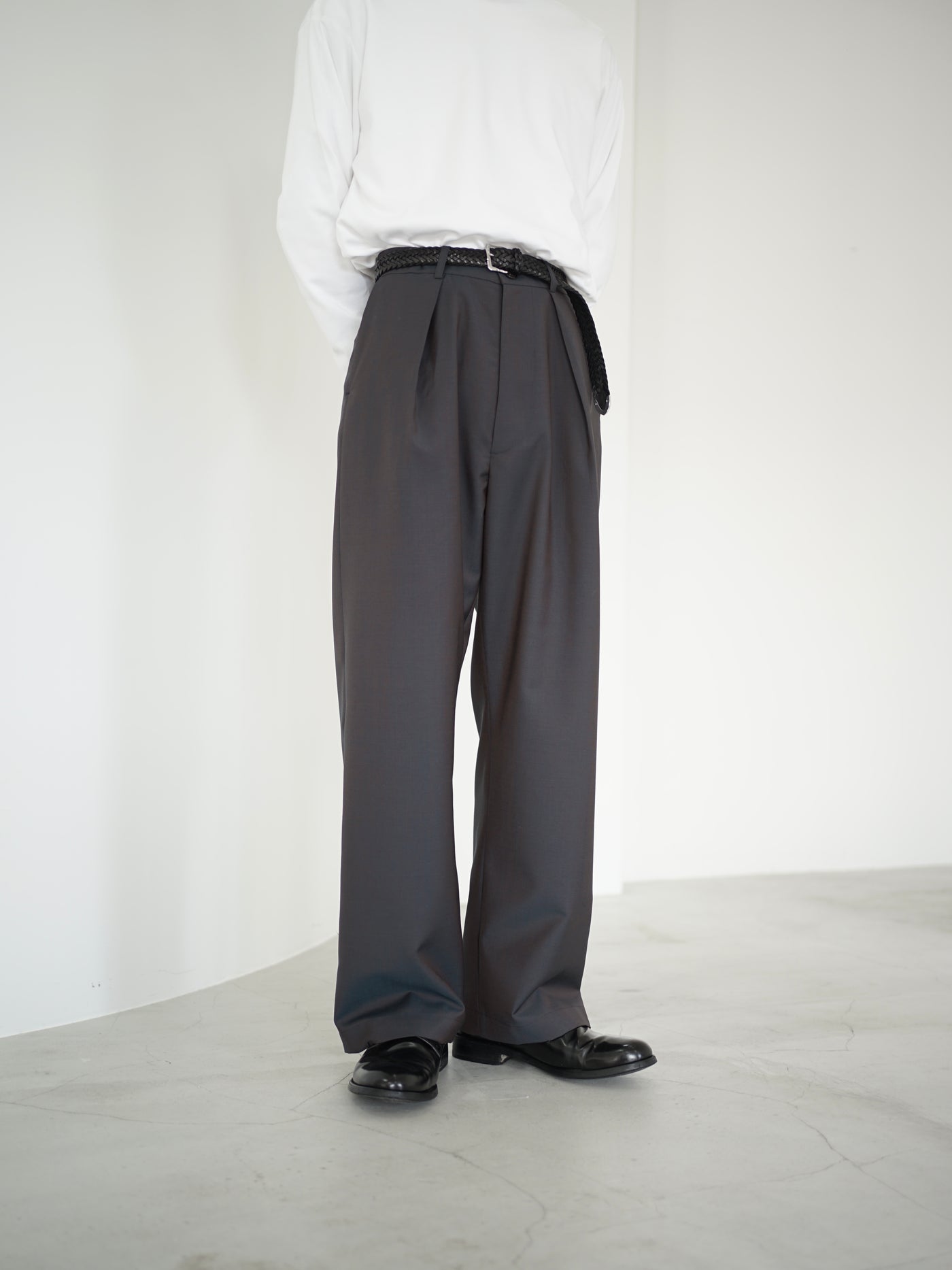 Wool & Kid mohair Tropical tuck slacks