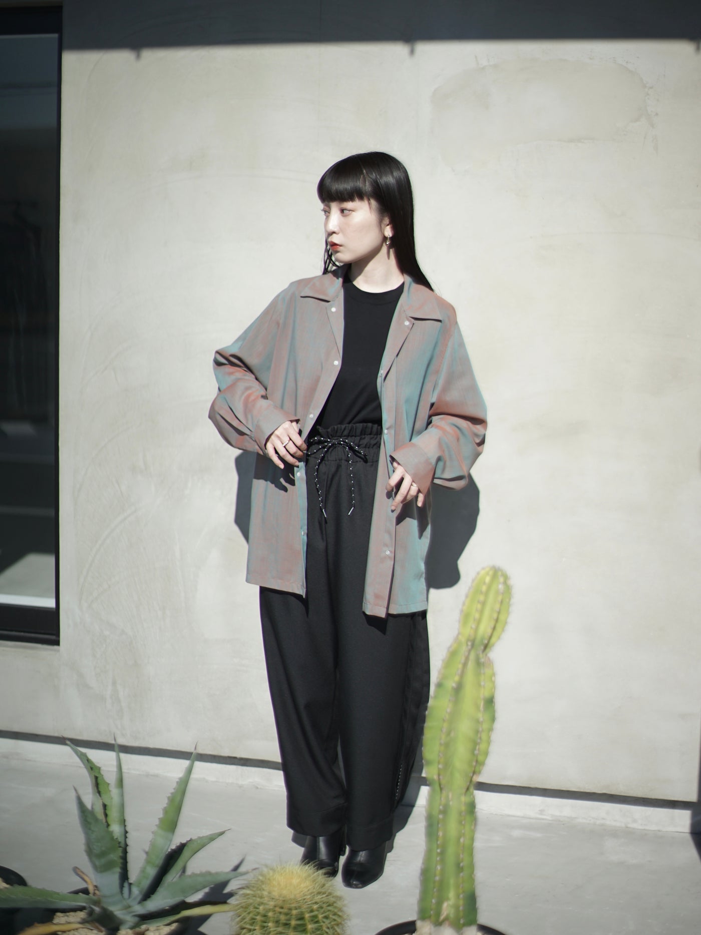 itochi Sheer wool voile shirt サイズ1 Pre-order] Sheer wool voile simple shirt / sax × orange – itochi