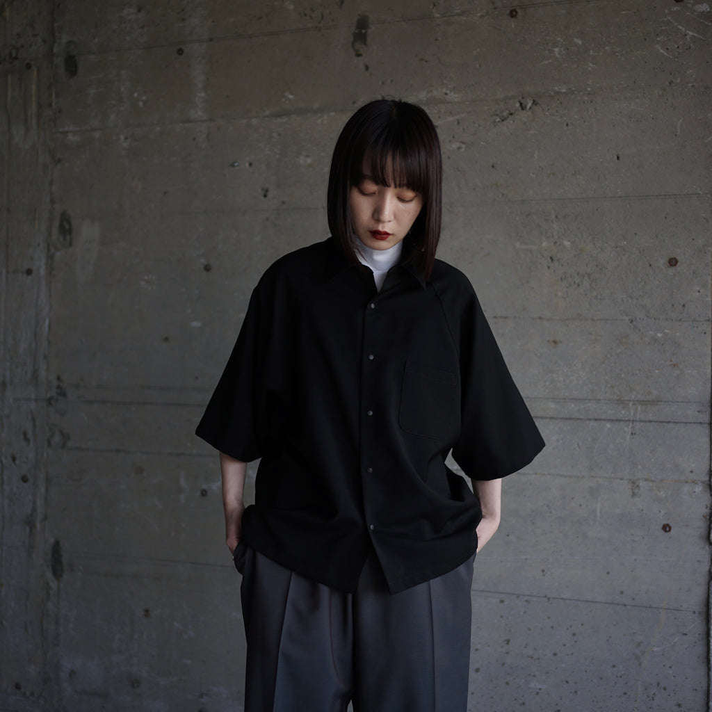 Wool & Kid mohair Tropical raglan half sleeve shirt [solid type
