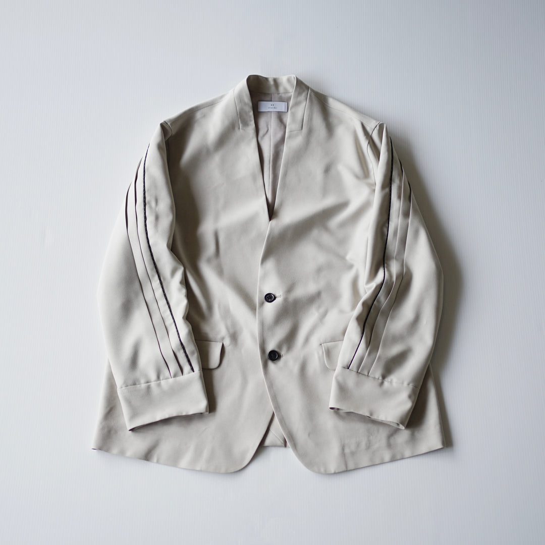 Polyester linon pleated sleeve collarless jacket – itochi