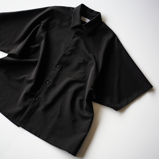 Wool & Kid mohair Tropical raglan half sleeve shirt [solid type