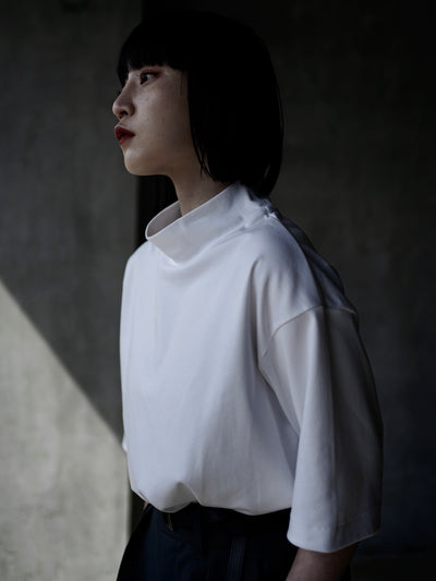 Suvin cotton smooth mock neck half sleeves pullover shirt