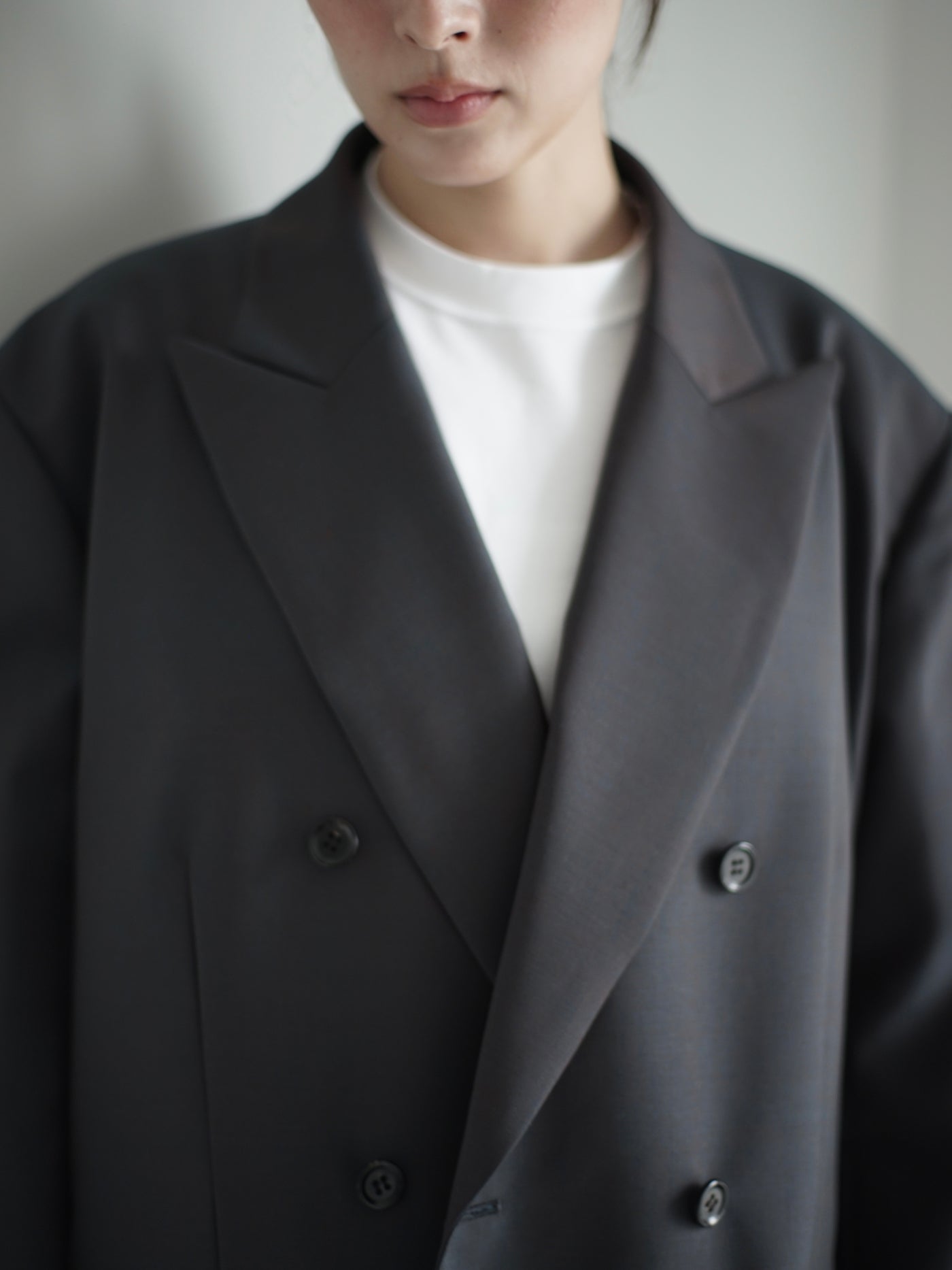 ジャケット Double-breasted kid mohair and technical ponge jacket Pre-order] Wool & Kid mohair Tropical double breasted jacket