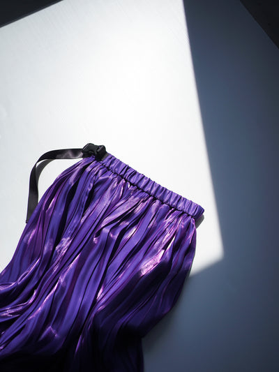 [Pre-order] Aurora cloth double side pleated skirt / space purple