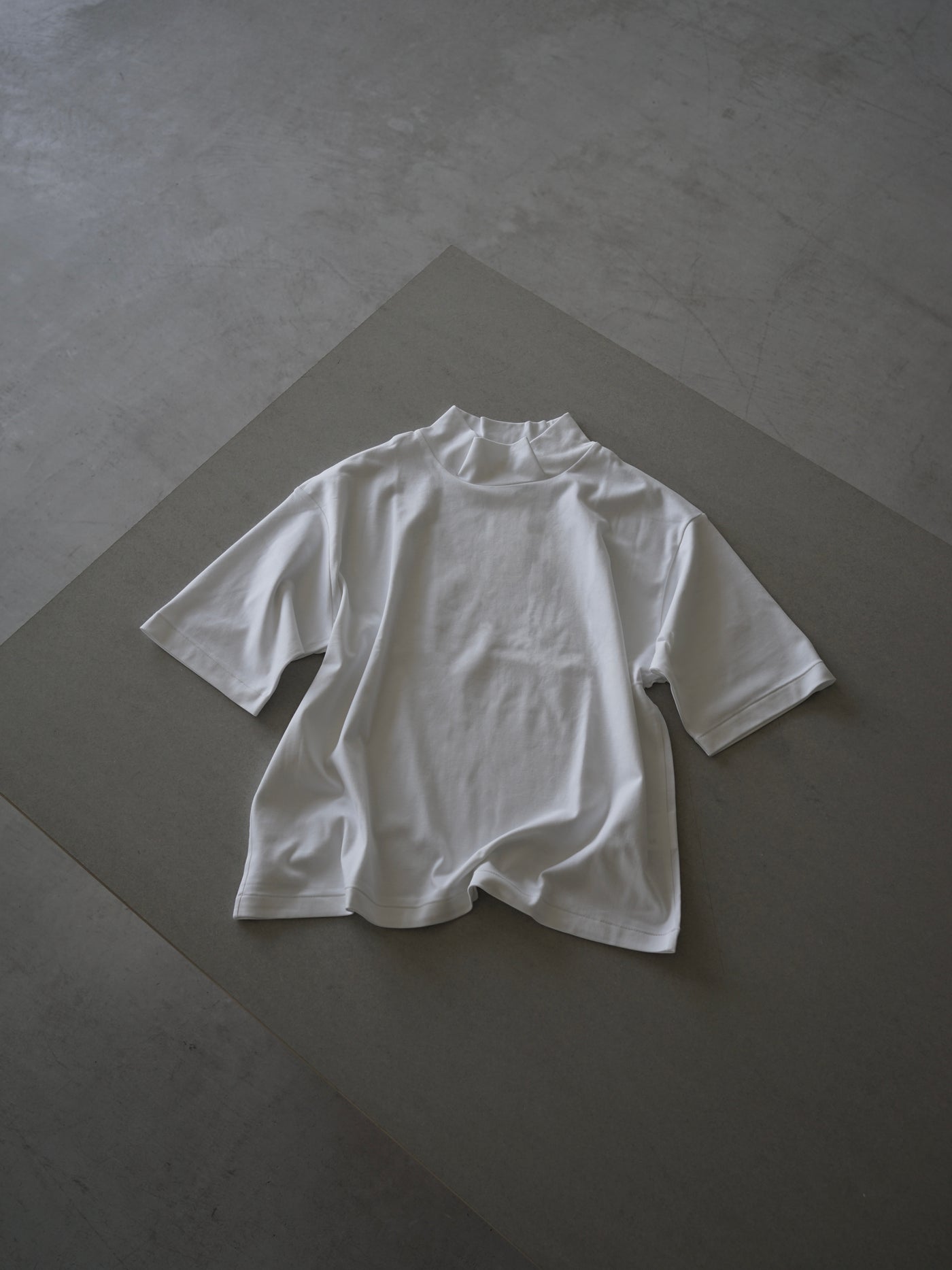 Suvin cotton smooth mock neck half sleeves pullover shirt