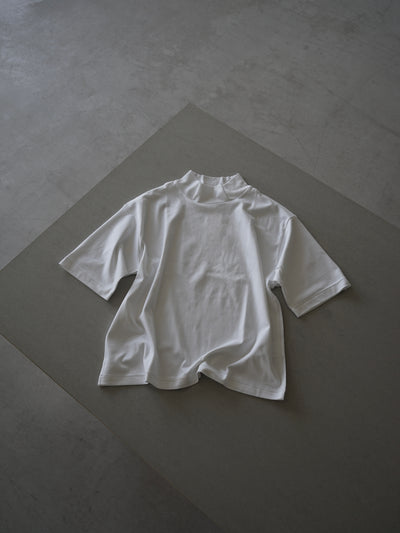 Suvin cotton smooth mock neck half sleeves pullover shirt