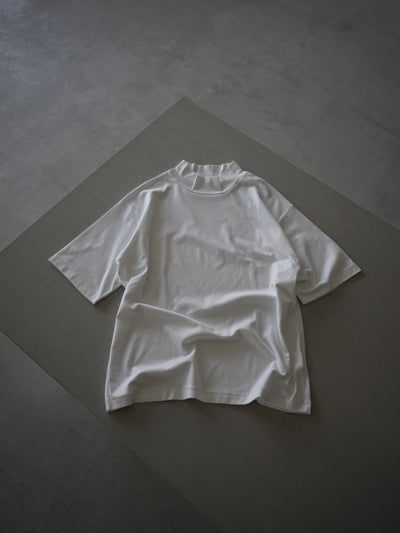 Suvin cotton smooth mock neck half sleeves pullover shirt