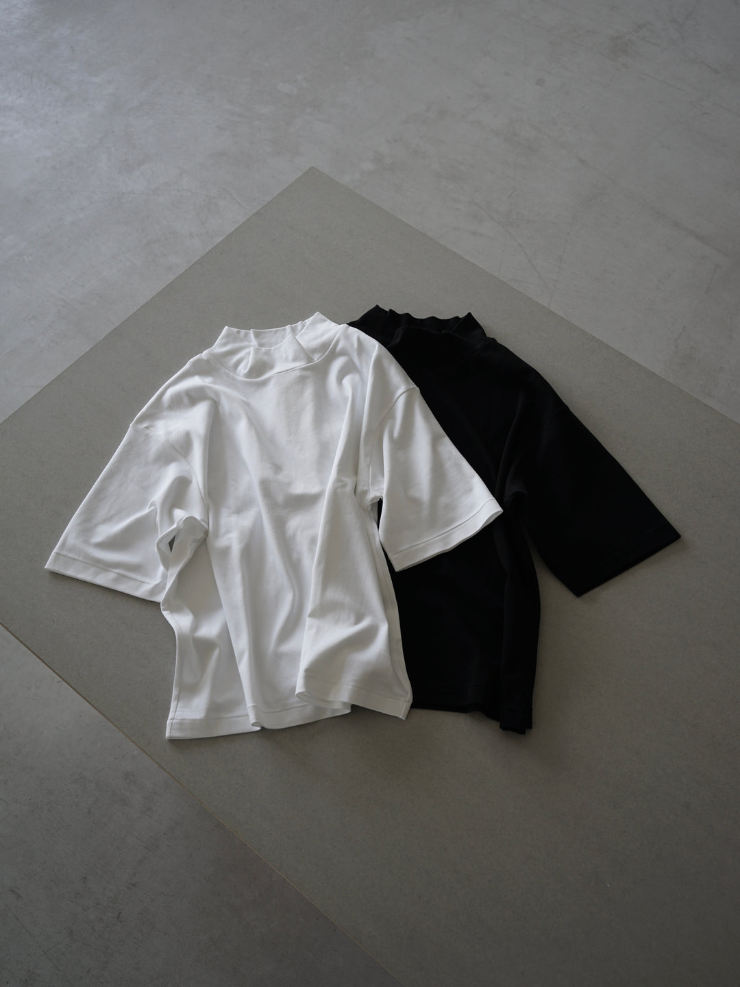Suvin cotton smooth mock neck half sleeves pullover shirt – itochi