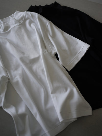 Suvin cotton smooth mock neck half sleeves pullover shirt