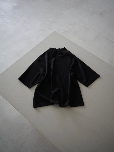 Suvin cotton smooth mock neck half sleeves pullover shirt
