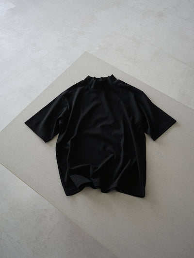 Suvin cotton smooth mock neck half sleeves pullover shirt