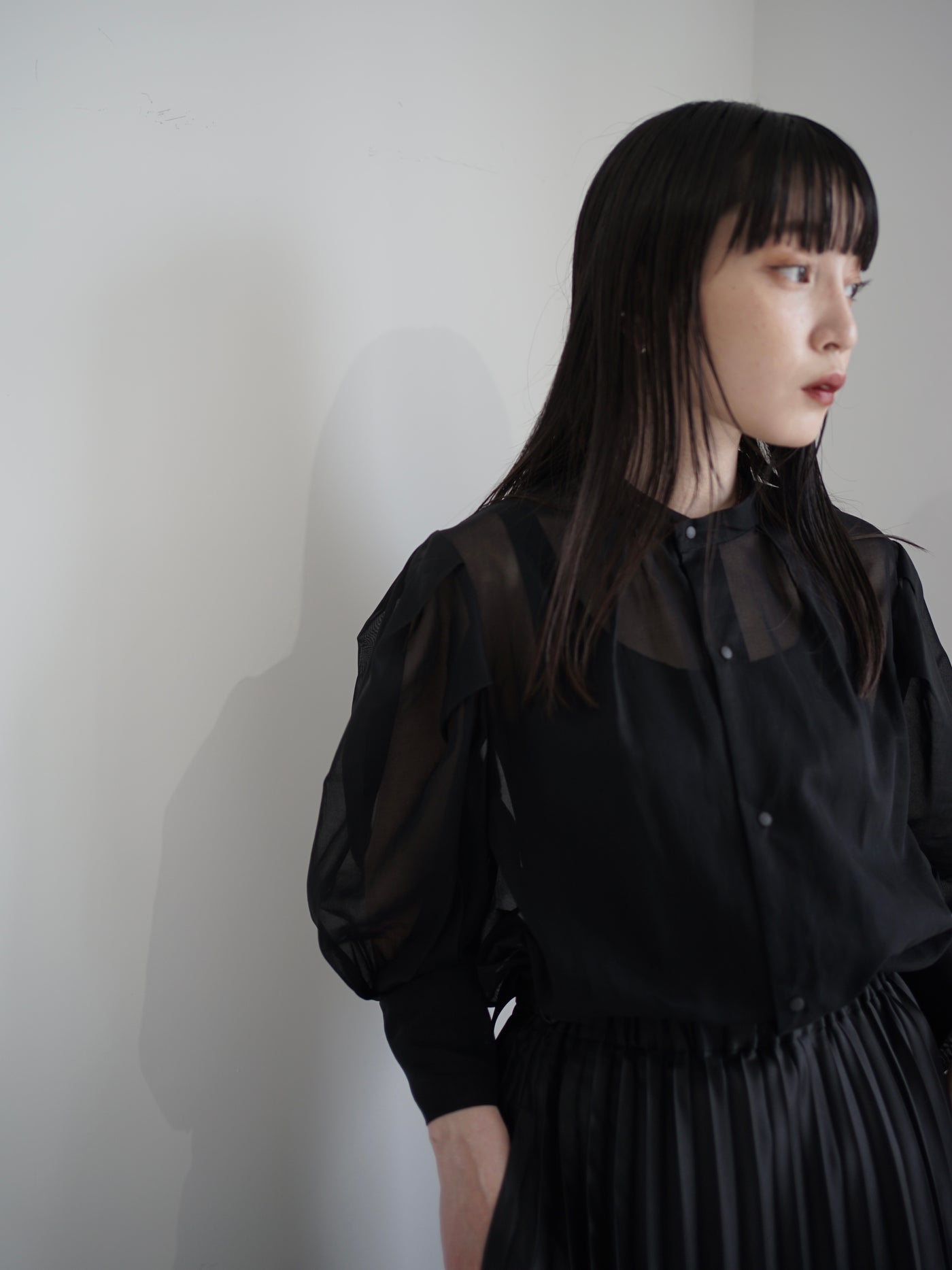 100/2 cotton organdy transparent blouse