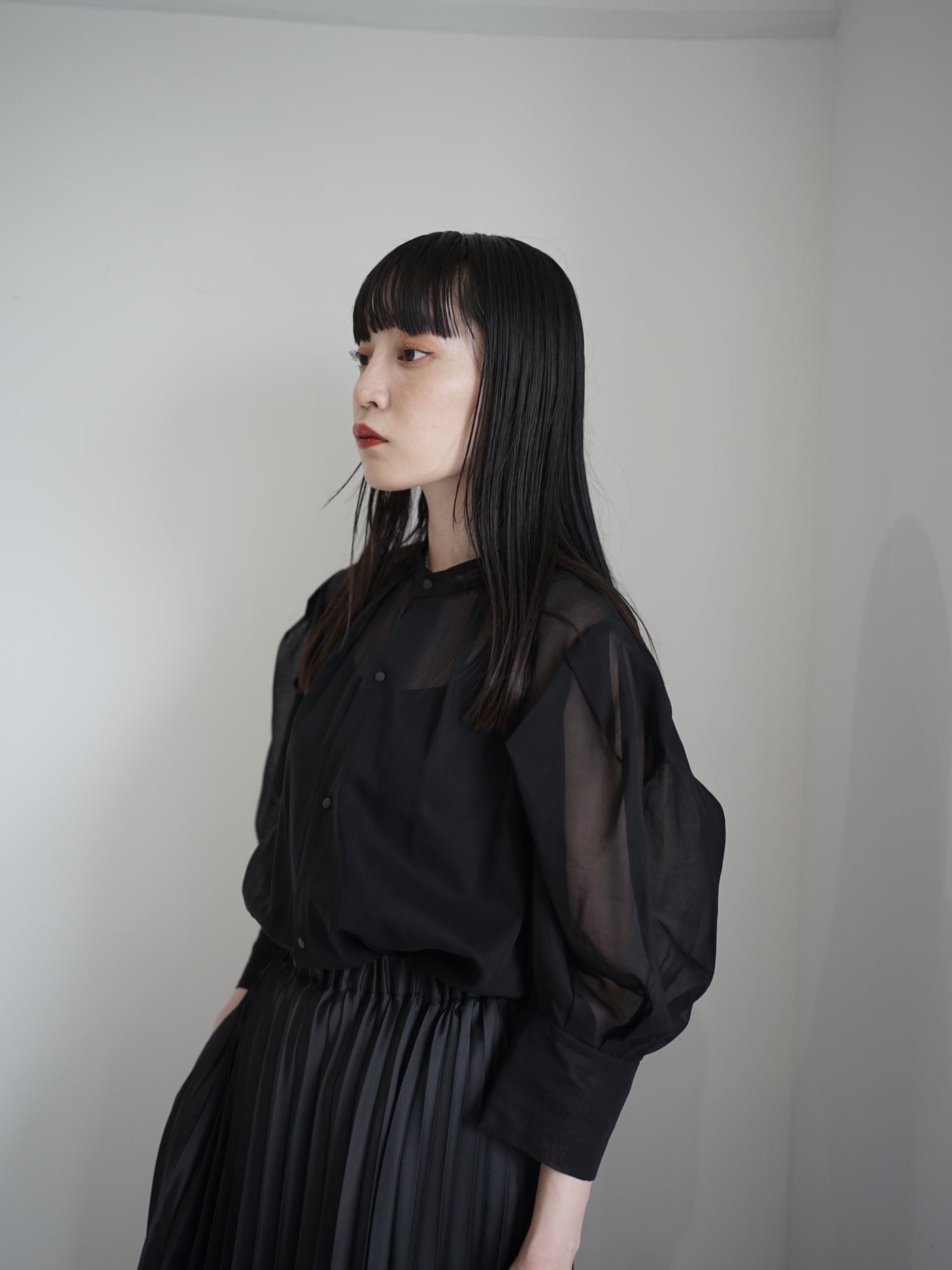 100/2 cotton organdy transparent blouse