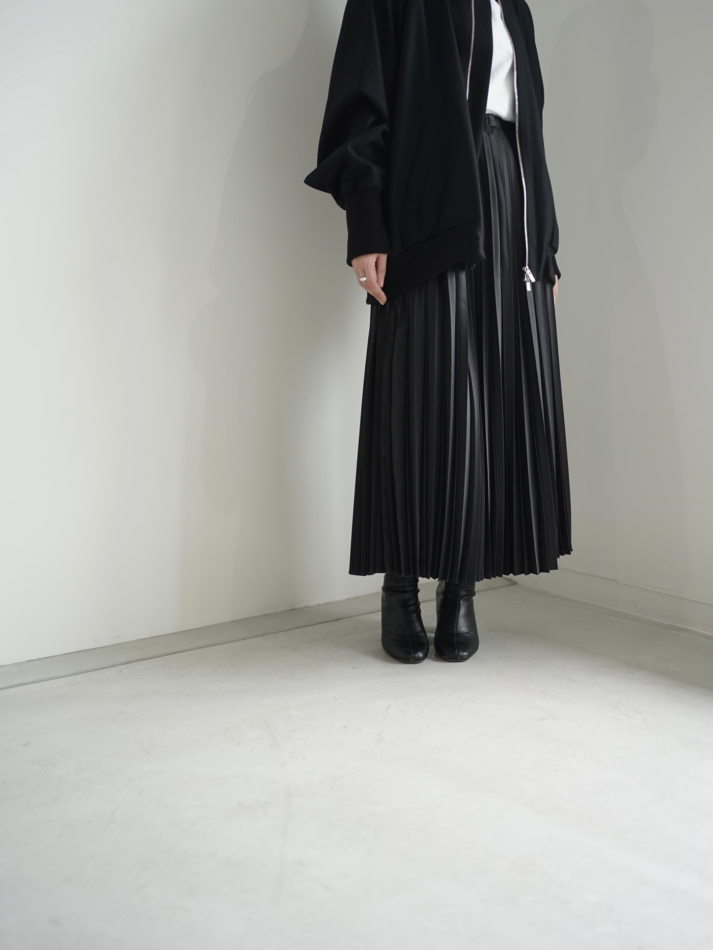 Polyester twill half way accordion pleated skirt