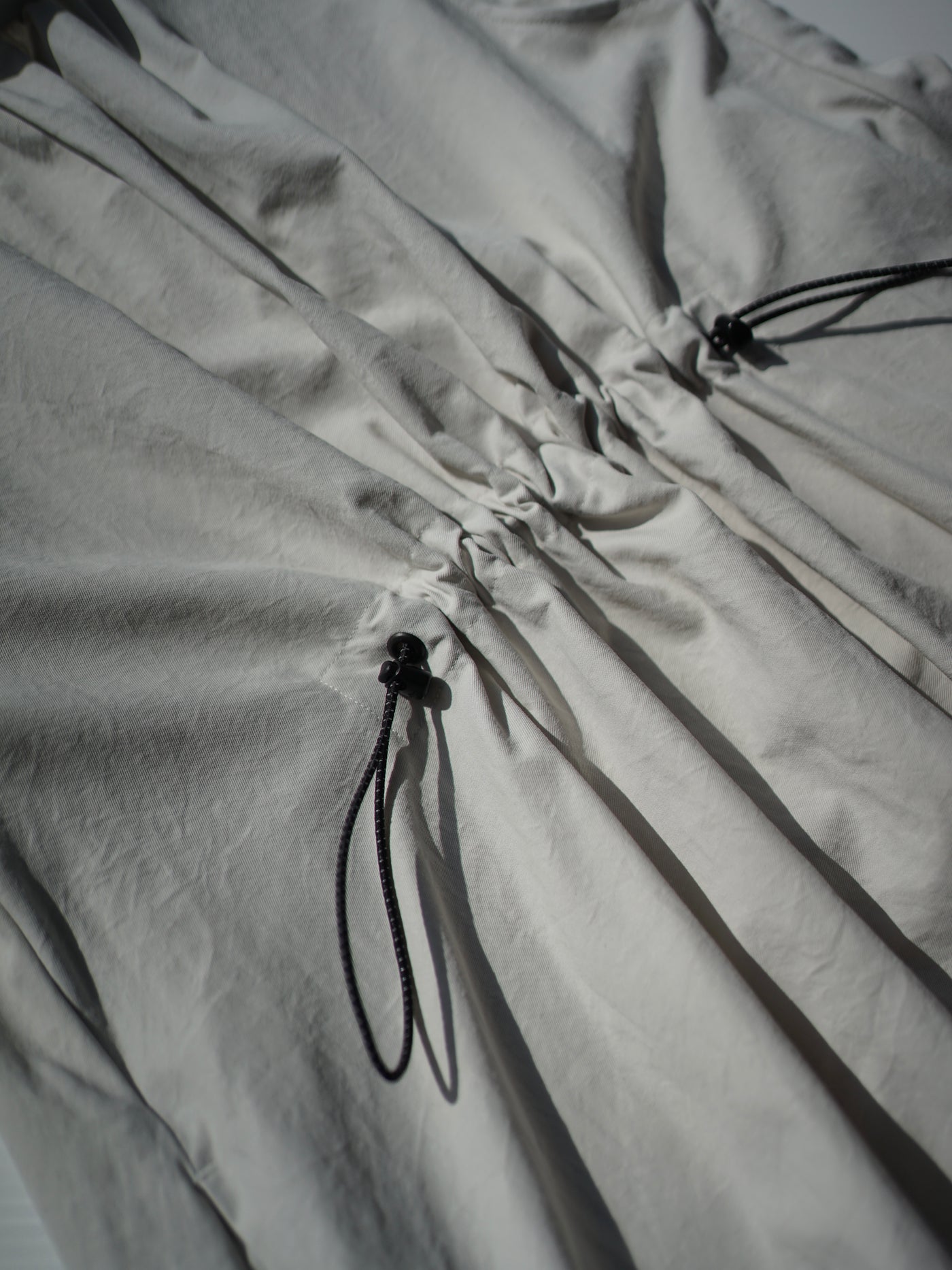 Nylon twill gathered sleeveless dress