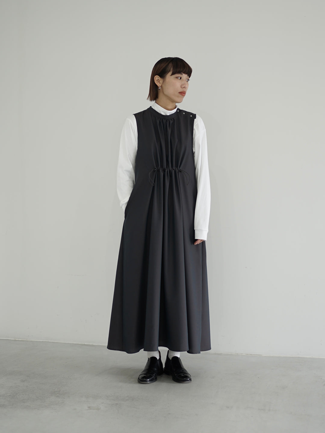 Wool & Kid mohair Tropical gathered sleeveless dress – itochi 公式