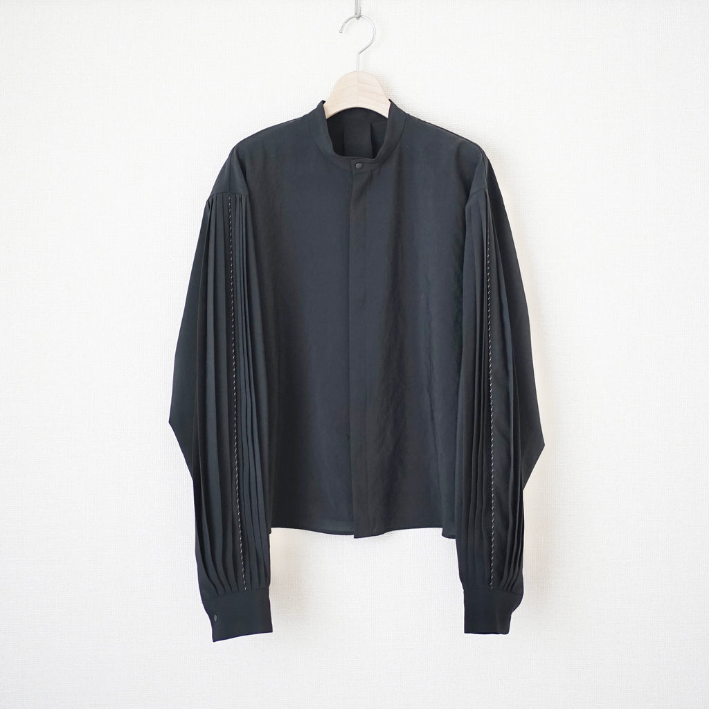 ITOCHI プリーツ スリーブ ブラウス pacla ノーカラー シャツ ITOCHI