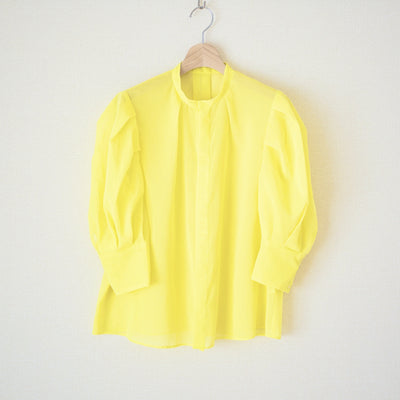 100/2 cotton organdy puff sleeve transparent blouse