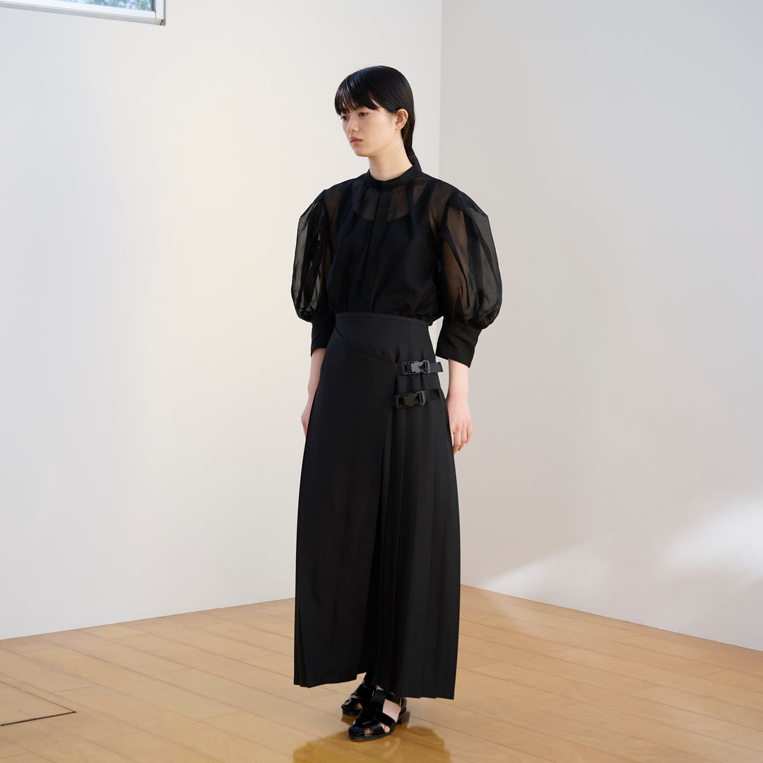 100/2 cotton organdy puff sleeve transparent blouse – itochi 公式